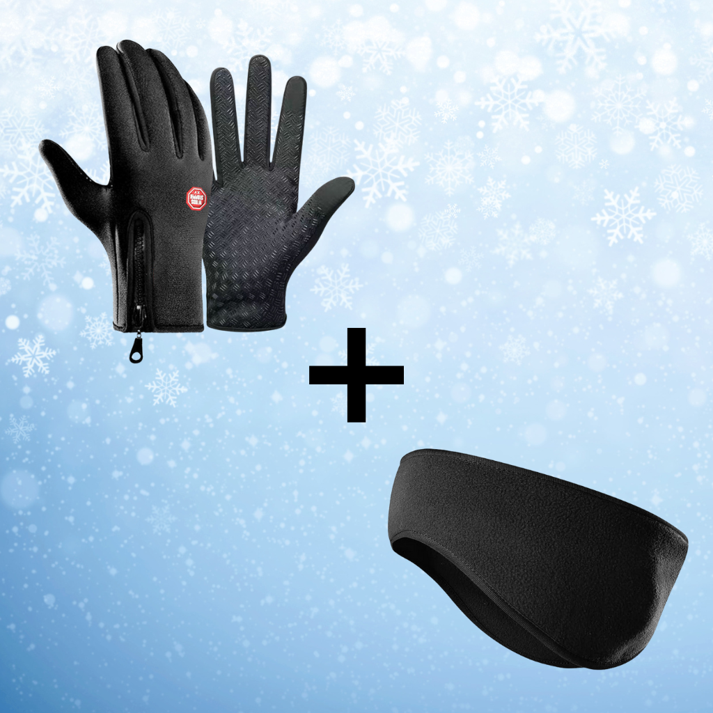 Frost Shield Gloves + Fleece Ear Warmer Bundle